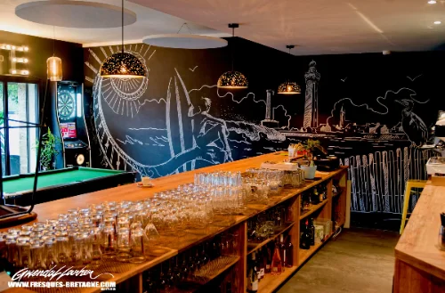 Fresque murale décoration intérieure bar-restaurant, ambiance d'établissement à Penmarc'h